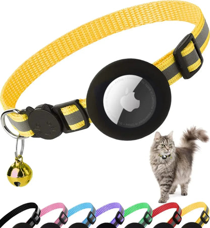 Reflective Breakaway Cat Collar with Airtag Holder & Bell - Perfect for Kittens & Cats!